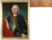 Militaria

Sonstige militär. Gegenstände

Gemälde, rückseitig bezeichnet und datiert 1746, ohne Signatur. Halbstück-Portrait des David Hans Christ...