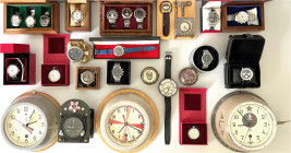 Varia

Uhren

Lots

Interess. Sammlung von 27 versch. Uhren, viele sowjetisch. Dabei Armbanduhren in Originaletuis (teils für Flieger), 2 Tasche...