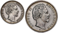 Reichssilbermünzen J. 19-178

Bayern

Ludwig II., 1864-1886

2 Stück. 2 und 5 Mark 1876 D. beide vorzüglich. Jaeger 41, 42.