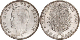 Reichssilbermünzen J. 19-178

Bayern

Otto, 1886-1913

2 Mark 1888 D. fast Stempelglanz, Prachtexemplar. Jaeger 43.
