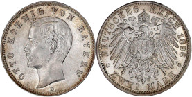 Reichssilbermünzen J. 19-178

Bayern

Otto, 1886-1913

2 Mark 1896 D. vorzüglich/Stempelglanz. Jaeger 45.