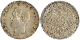 Reichssilbermünzen J. 19-178

Bayern

Otto, 1886-1913

2 Mark 1898 D. Seltenes Jahr. sehr schön/vorzüglich. Jaeger 45.