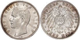 Reichssilbermünzen J. 19-178

Bayern

Otto, 1886-1913

5 Mark 1896 D. Seltener Jahrgang. fast sehr schön, kl. Kratzer und Randfehler. Jaeger 46....
