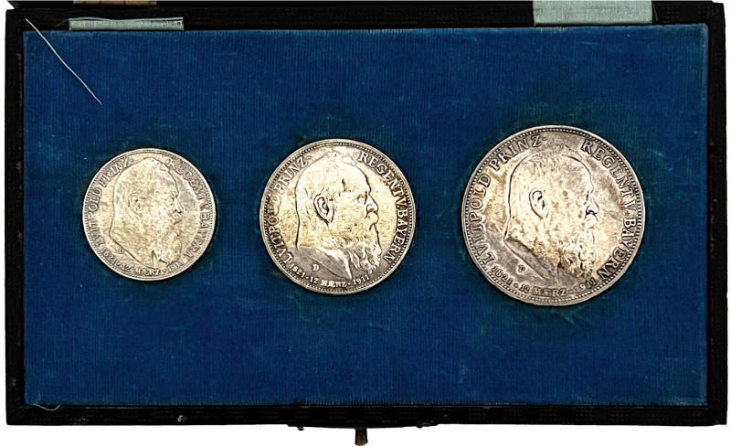 Reichssilbermünzen J. 19-178

Bayern

Luitpold 1911-1912

2, 3, 5 Mark 191...