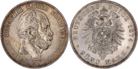 Reichssilbermünzen J. 19-178

Preußen

Wilhelm I., 1861-1888

5 Mark 1874 A. vorzüglich/Stempelglanz, feine Tönung. Jaeger 97.
