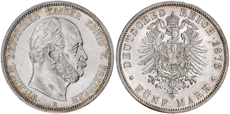Reichssilbermünzen J. 19-178

Preußen

Wilhelm I., 1861-1888

5 Mark 1876 ...
