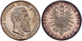 Reichssilbermünzen J. 19-178

Preußen

Friedrich III., 1888

2 Mark 1888 A. vorzüglich/Stempelglanz. Jaeger 98.