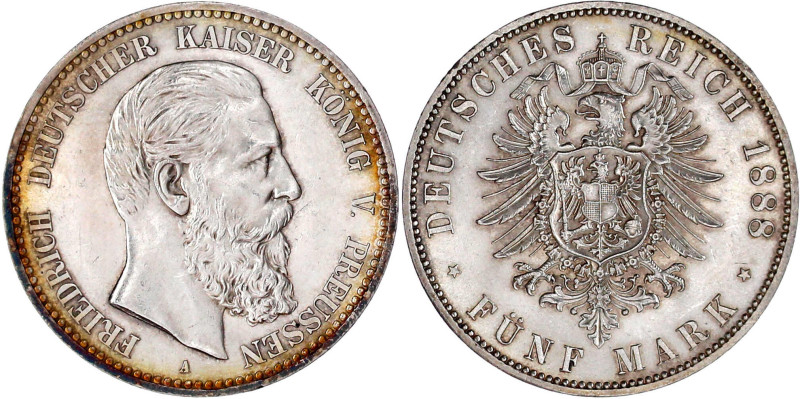 Reichssilbermünzen J. 19-178

Preußen

Friedrich III., 1888

5 Mark 1888 A...