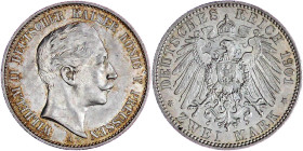 Reichssilbermünzen J. 19-178

Preußen

Wilhelm II., 1888-1918

2 Mark 1901 A. vorzüglich/Stempelglanz, selten in dieser Erhaltung. Jaeger 102....