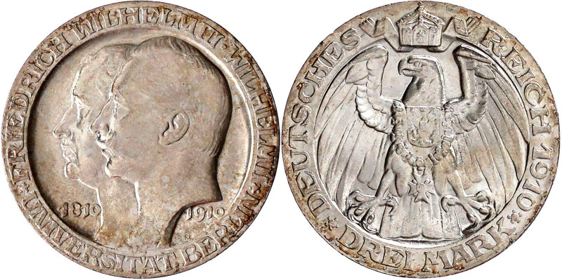 Reichssilbermünzen J. 19-178

Preußen

Wilhelm II., 1888-1918

3 Mark 1910...