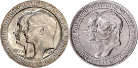 Reichssilbermünzen J. 19-178

Preußen

Wilhelm II., 1888-1918

2 X 3 Mark: 1910 A, Uni Berlin und 1911 A, Uni Breslau. beide vorzüglich/Stempelg...