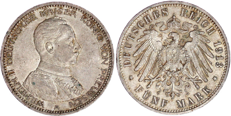 Reichssilbermünzen J. 19-178

Preußen

Wilhelm II., 1888-1918

5 Mark 1913...