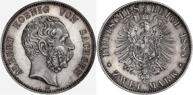 Reichssilbermünzen J. 19-178

Sachsen

Albert, 1873-1902

2 Mark 1888 E. fast Stempelglanz, nur min. berieben, sonst Prachtexemplar. Jaeger 121....