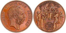 Reichssilbermünzen J. 19-178

Sachsen

Albert, 1873-1902

Kupfermedaille in 5 Mark-Größe. 1889 E. Wettinfeier. vorzüglich/Stempelglanz, aus Erst...