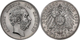 Reichssilbermünzen J. 19-178

Sachsen

Albert, 1873-1902

2 Mark 1902 E. fast Stempelglanz. Jaeger 124.