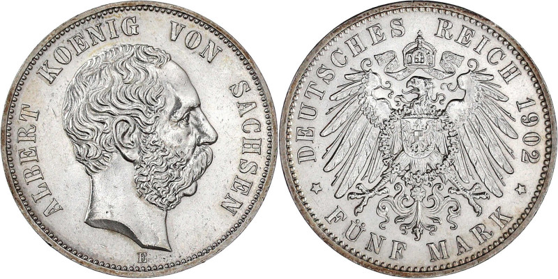 Reichssilbermünzen J. 19-178

Sachsen

Albert, 1873-1902

5 Mark 1902 E. g...