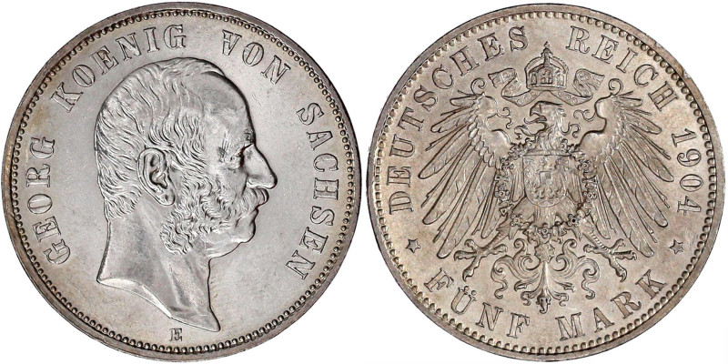 Reichssilbermünzen J. 19-178

Sachsen

Georg, 1902-1904

5 Mark 1904 E. gu...
