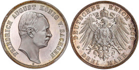 Reichssilbermünzen J. 19-178

Sachsen

Friedrich August III., 1904-1918

3 Mark 1909 E Polierte Platte, etwas berieben. Jaeger 135.