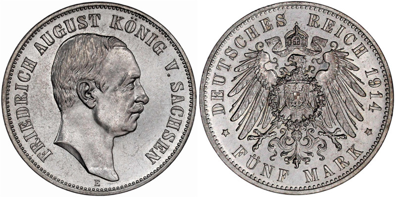 Reichssilbermünzen J. 19-178

Sachsen

Friedrich August III., 1904-1918

5...