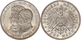 Reichssilbermünzen J. 19-178

Sachsen

Friedrich August III., 1904-1918

5 Mark 1909, Universität Leipzig. prägefrisch/fast Stempelglanz. Jaeger...