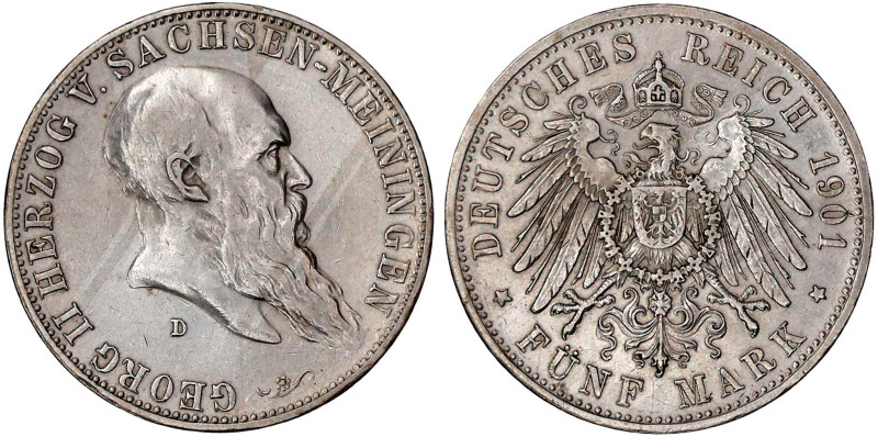 Reichssilbermünzen J. 19-178

Sachsen-Meiningen

Georg II., 1866-1914

5 M...