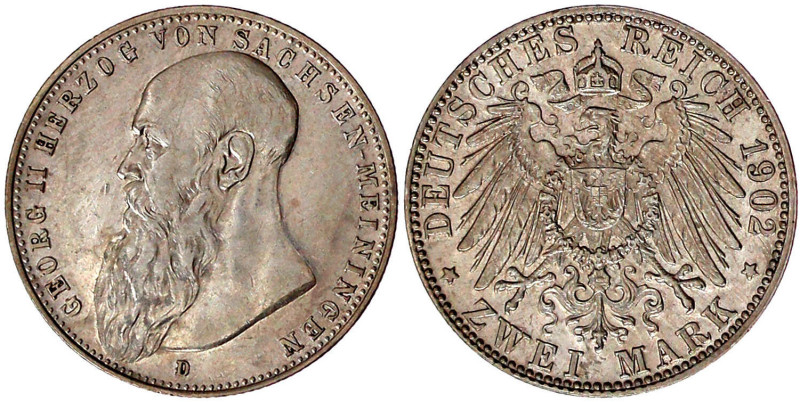 Reichssilbermünzen J. 19-178

Sachsen-Meiningen

Georg II., 1866-1914

2 M...
