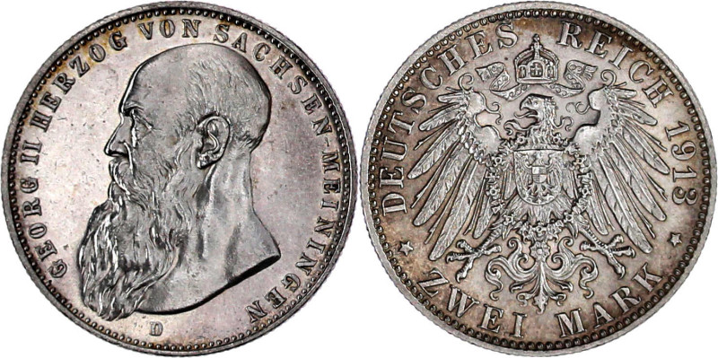 Reichssilbermünzen J. 19-178

Sachsen-Meiningen

Georg II., 1866-1914

2 M...