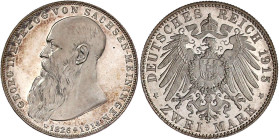 Reichssilbermünzen J. 19-178

Sachsen-Meiningen

Georg II., 1866-1914

2 Mark 1915. Auf seinen Tod. Polierte Platte. Jaeger 154.
