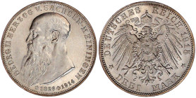 Reichssilbermünzen J. 19-178

Sachsen-Meiningen

Georg II., 1866-1914

3 Mark 1915. Auf seinen Tod. vorzüglich/Stempelglanz. Jaeger 155.