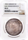 Reichssilbermünzen J. 19-178

Sachsen-Weimar-Eisenach

Wilhelm Ernst, 1901-1918

5 Mark 1903 A. Zur Hochzeit. Im NGC-Blister mit Grading MS 62 v...