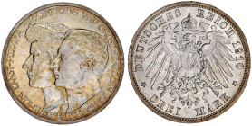 Reichssilbermünzen J. 19-178

Sachsen-Weimar-Eisenach

Wilhelm Ernst, 1901-1918

3 Mark 1910 A. Mit Feodora. vorzüglich/Stempelglanz. Jaeger 162...