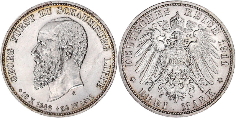 Reichssilbermünzen J. 19-178

Schaumburg-Lippe

Georg, 1893-1911

3 Mark 1...