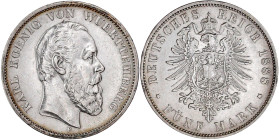 Reichssilbermünzen J. 19-178

Württemberg

Karl, 1864-1891

5 Mark 1888 F. vorzüglich, min. Kratzer. Jaeger 173.