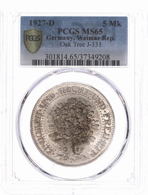 Weimarer Republik

Kursmünzen

5 Reichsmark Eichbaum Silber 1927-1933

192...