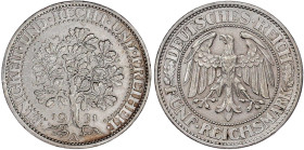 Weimarer Republik

Kursmünzen

5 Reichsmark Eichbaum Silber 1927-1933

1931 A. vorzüglich, kl. Randfehler. Jaeger 331.