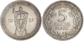 Weimarer Republik

Gedenkmünzen

5 Reichsmark Rheinlande

1925 A. gutes vorzüglich, kl. Kratzer. Jaeger 322.