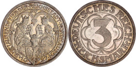 Weimarer Republik

Gedenkmünzen

3 Reichsmark Nordhausen

1927 A. Polierte Platte, schöne Patina, kl. Kratzer. Jaeger 327.