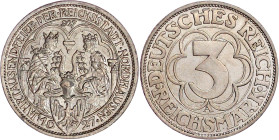 Weimarer Republik

Gedenkmünzen

3 Reichsmark Nordhausen

1927 A. vorzüglich, min. Randfehler. Jaeger 327.