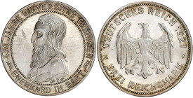 Weimarer Republik

Gedenkmünzen

3 Reichsmark Tübingen

1927 F. prägefrisch/fast Stempelglanz, Schrötlingsfehler im Feld. Jaeger 328.
