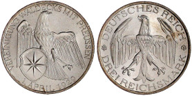 Weimarer Republik

Gedenkmünzen

3 Reichsmark Waldeck

1929 A. prägefrisch/fast Stempelglanz. Jaeger 337.