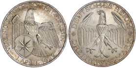 Weimarer Republik

Gedenkmünzen

3 Reichsmark Waldeck

1929 A. vorzüglich/Stempelglanz. Jaeger 337.
