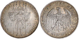 Weimarer Republik

Gedenkmünzen

5 Reichsmark Meissen

1929 E. sehr schön/vorzüglich, Kratzer und kl. Randfehler. Jaeger 339.