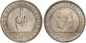 Weimarer Republik

Gedenkmünzen

5 Reichsmark Schwurhand

1929 A. fast Stempelglanz, selten in dieser Erhaltung. Jaeger 341.