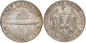 Weimarer Republik

Gedenkmünzen

5 Reichsmark Zeppelin

1930 F. vorzüglich/Stempelglanz. Jaeger 343.