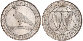 Weimarer Republik

Gedenkmünzen

5 Reichsmark Rheinstrom

1930 A. vorzüglich/Stempelglanz, kl. Randfehler. Jaeger 346.