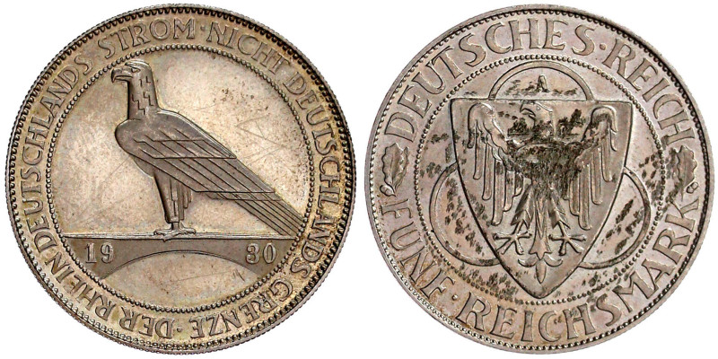 Weimarer Republik

Gedenkmünzen

5 Reichsmark Rheinstrom

1930 A. vorzügli...