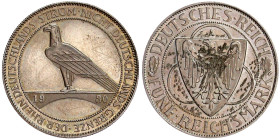 Weimarer Republik

Gedenkmünzen

5 Reichsmark Rheinstrom

1930 A. vorzüglich, Kratzer, ex Polierte Platte. Jaeger 346.