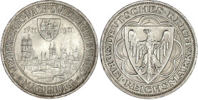 Weimarer Republik

Gedenkmünzen

3 Reichsmark Magdeburg

1931 A. vorzüglich/Stempelglanz. Jaeger 347.