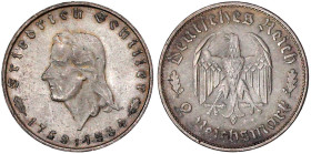 Drittes Reich

Gedenkmünzen

2 Reichsmark Schiller

1934 F. fast Stempelglanz. Jaeger 358.