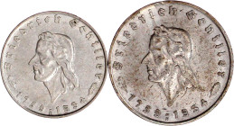 Drittes Reich

Gedenkmünzen

5 Reichsmark Schiller

2 Stück: 2 und 5 RM 1934 F. beide sehr schön. Jaeger 358,359.